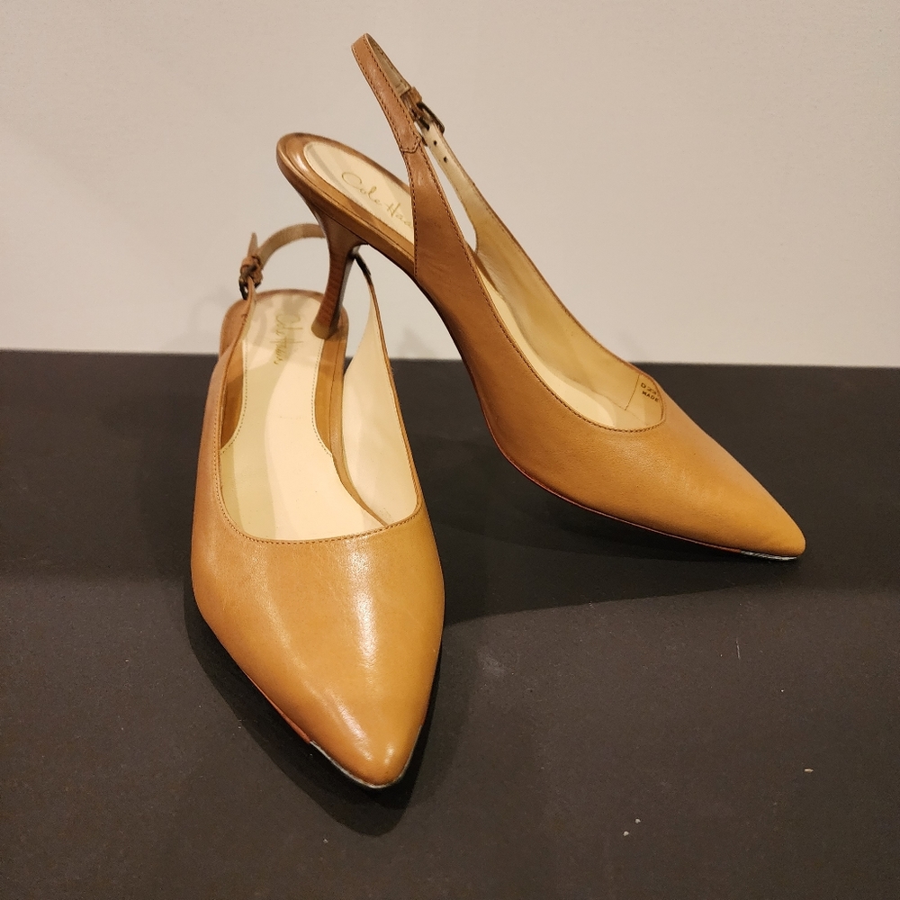 Cole Haan Tan Slingback Heels - Picture 2 of 10